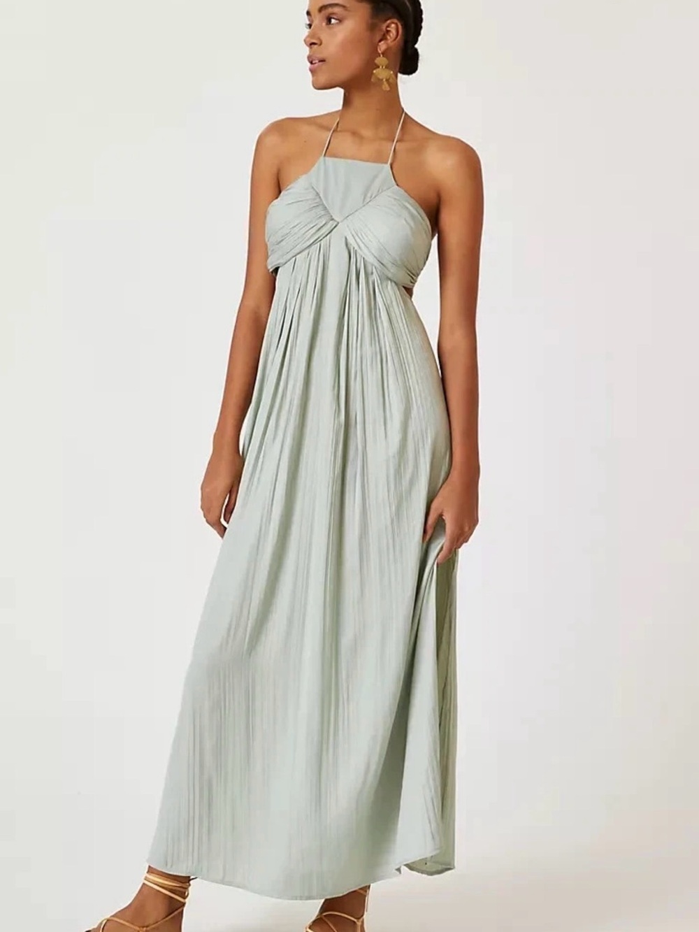 Anthropologie Tie-Back Halter Maxi Dress